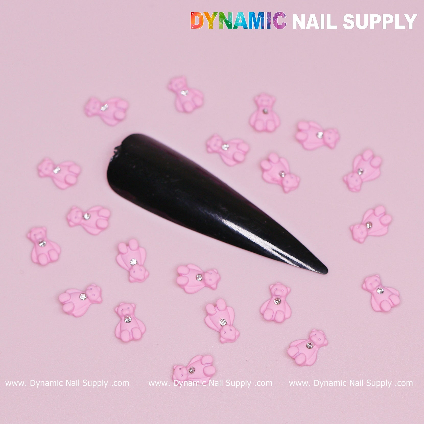 20 pcs Pink Teddy Bear Charm for Valentines Nail Design