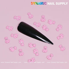 20 pcs Pink Teddy Bear Charm for Valentines Nail Design
