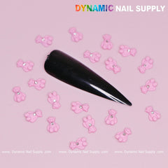 20 pcs Pink Teddy Bear Charm for Valentines Nail Design