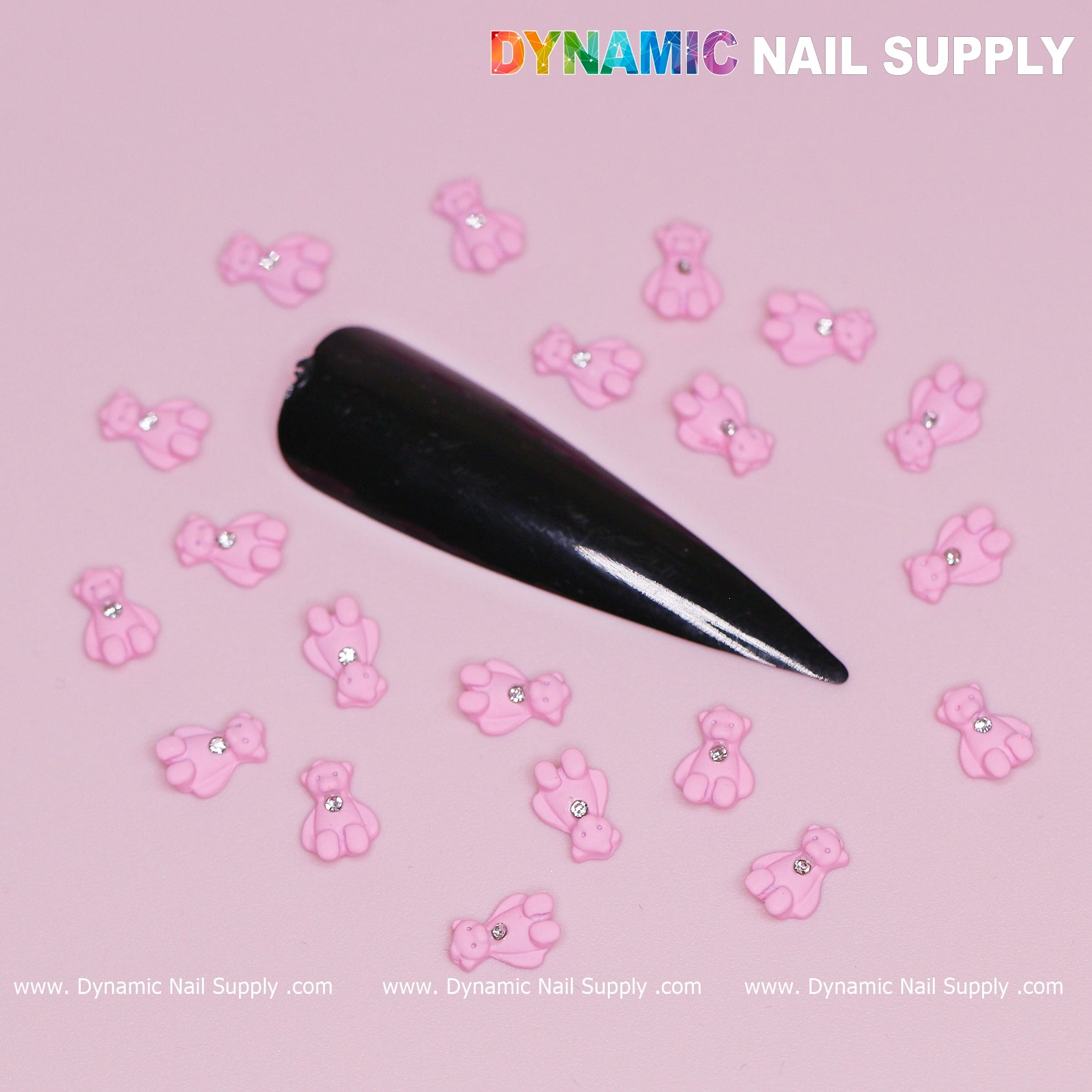 20 pcs Pink Teddy Bear Charm for Valentines Nail Design