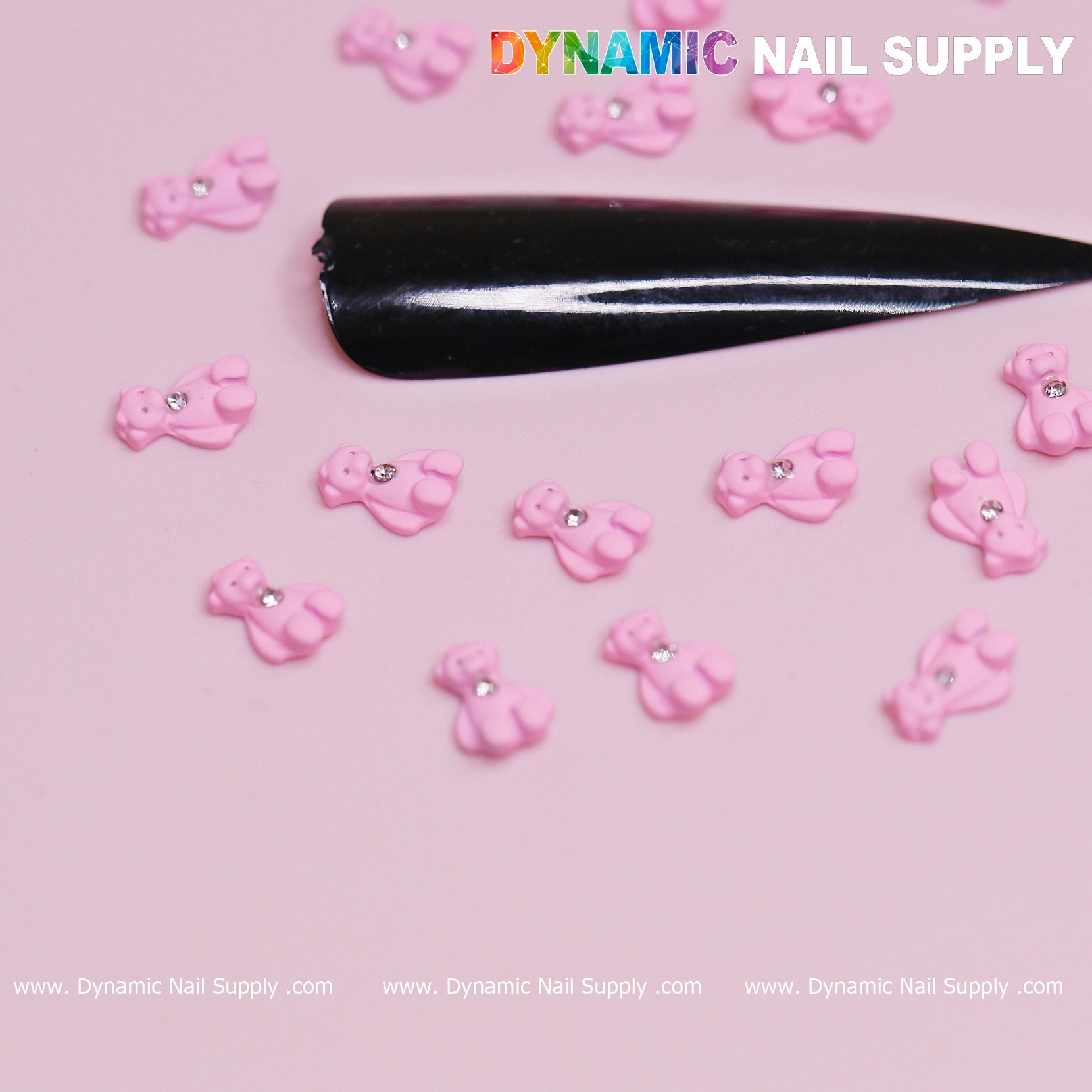 20 pcs Pink Teddy Bear Charm for Valentines Nail Design