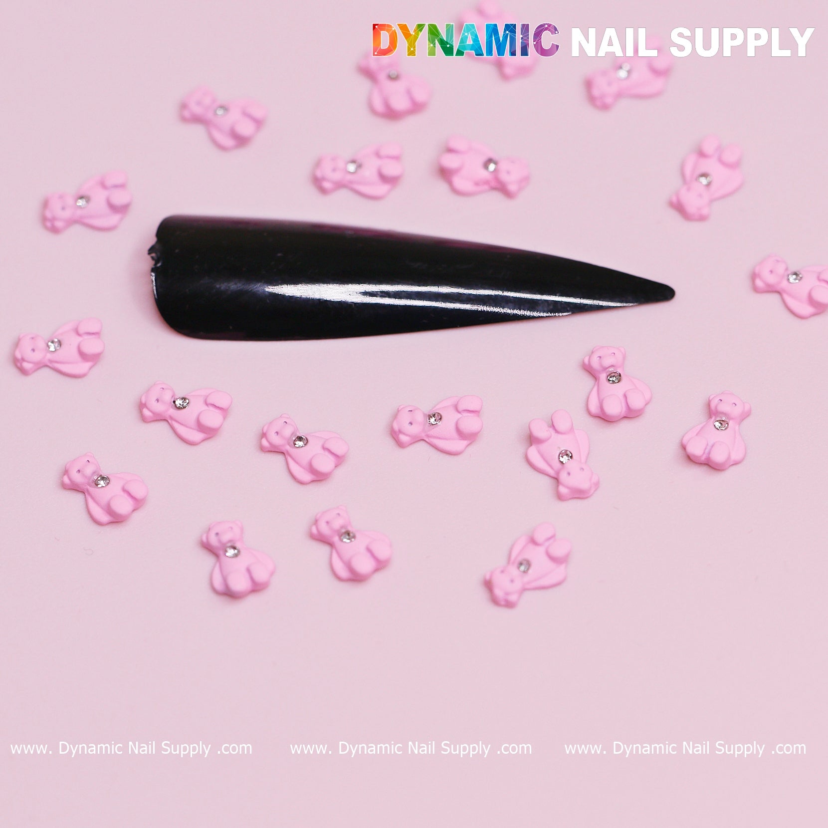 20 pcs Pink Teddy Bear Charm for Valentines Nail Design