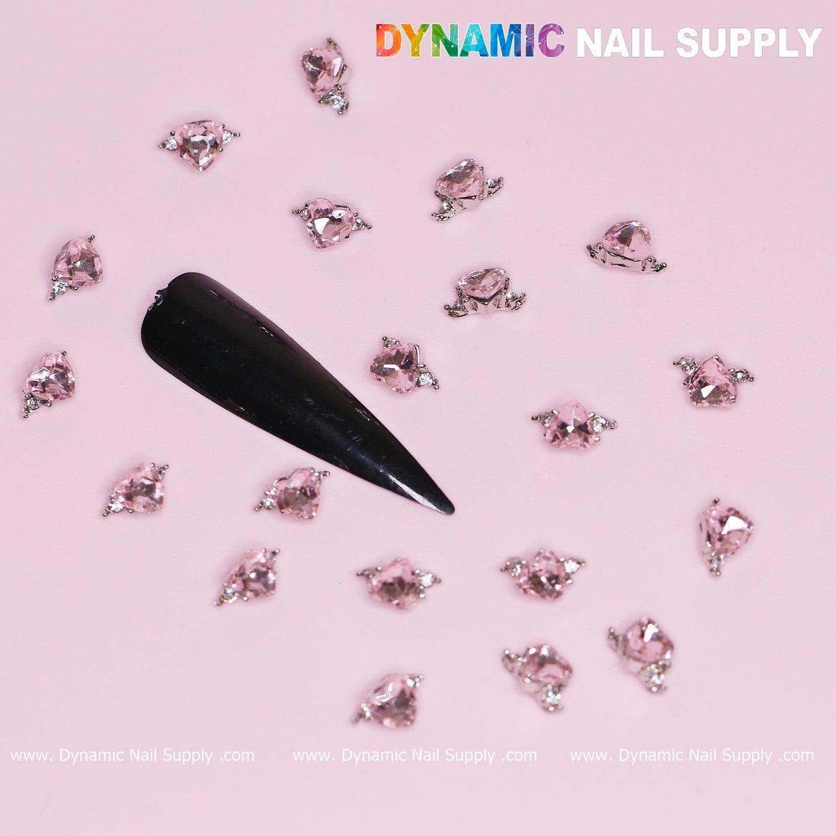 20 pcs Pink Sapphire Heart Charm (Solitaire shape)  for Valentine Nails Design