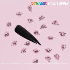 20 pcs Pink Sapphire Heart Charm (Solitaire shape)  for Valentine Nails Design