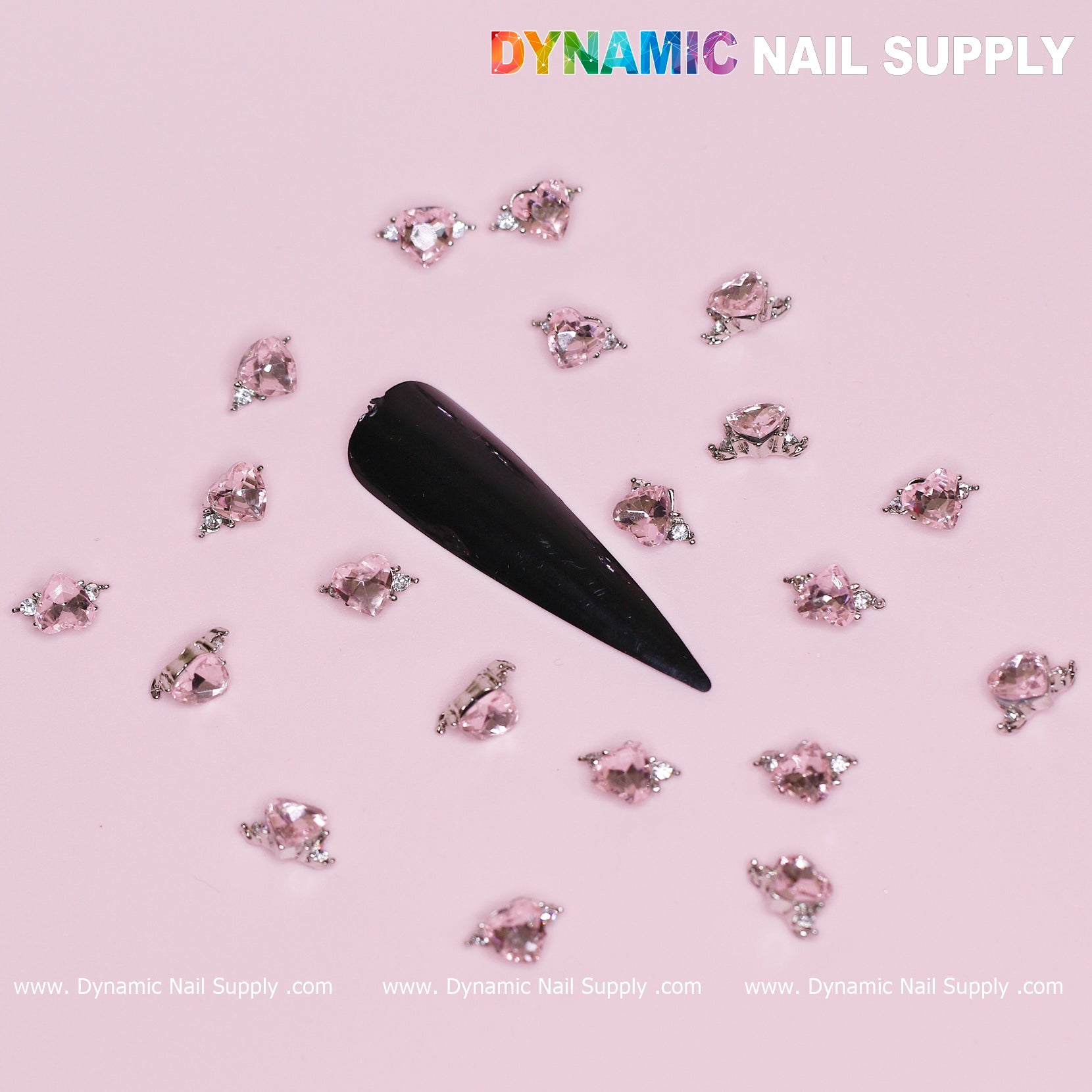 20 pcs Pink Sapphire Heart Charm (Solitaire shape)  for Valentine Nails Design
