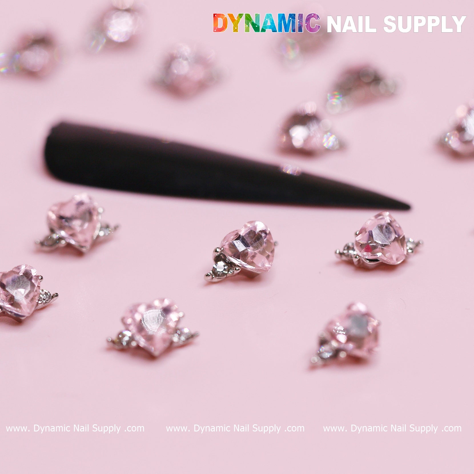 20 pcs Pink Sapphire Heart Charm (Solitaire shape)  for Valentine Nails Design