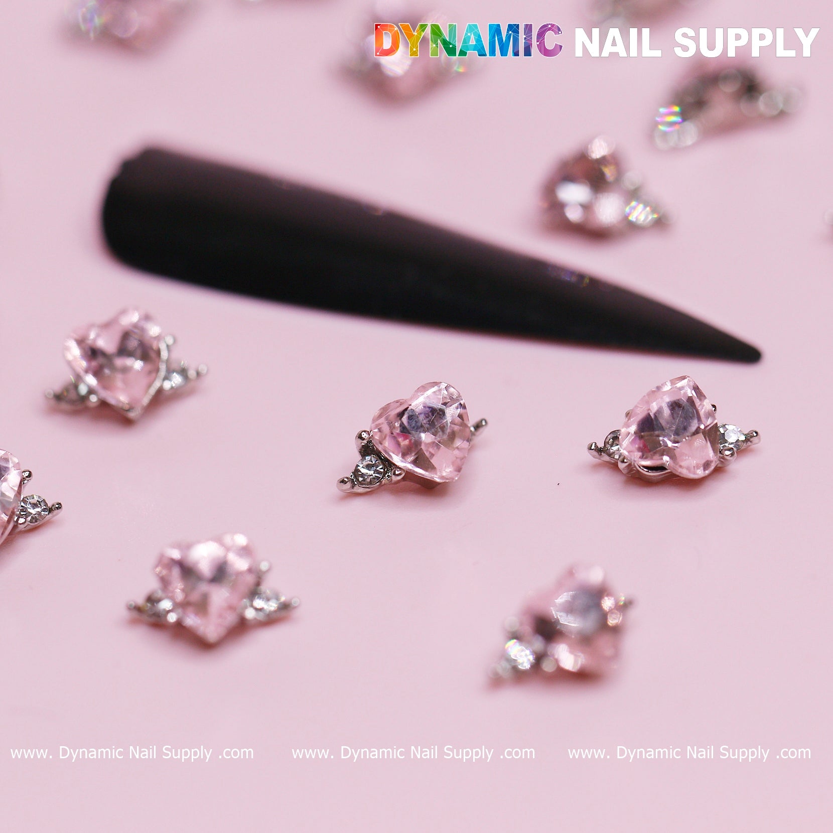 20 pcs Pink Sapphire Heart Charm (Solitaire shape)  for Valentine Nails Design