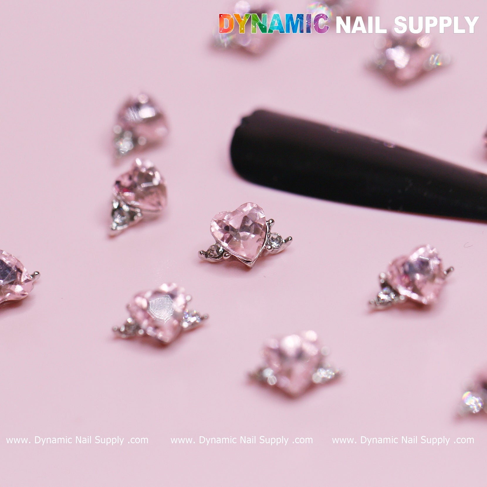 20 pcs Pink Sapphire Heart Charm (Solitaire shape)  for Valentine Nails Design