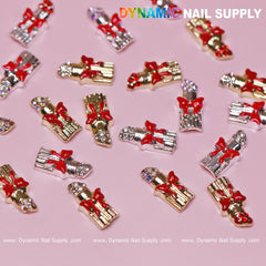20 pcs Lipstick Charms with Red Bows for Valentines Nail Art Design