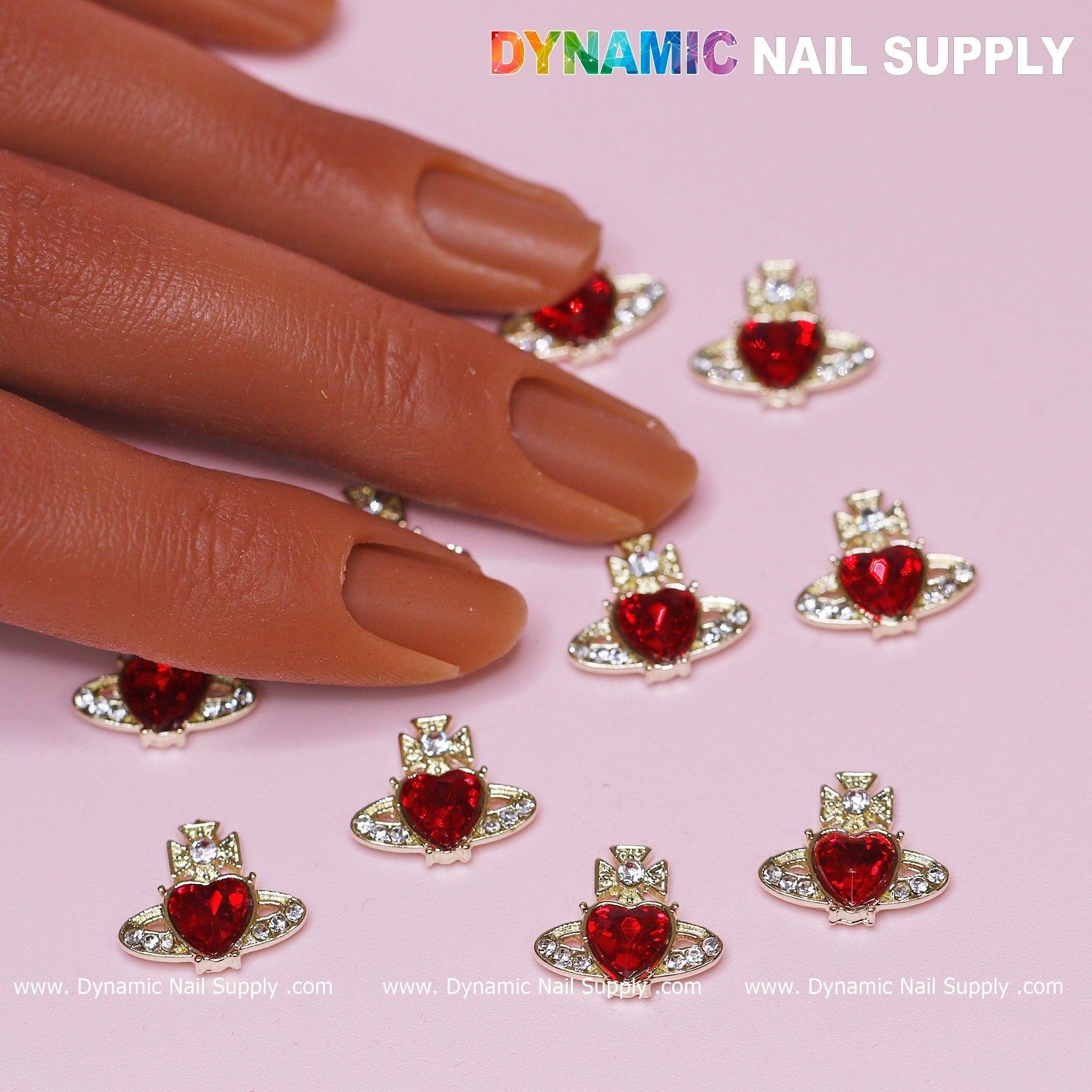 12 pcs Vivienne Westwood Vintage Red Heart Charms for Nails art designer