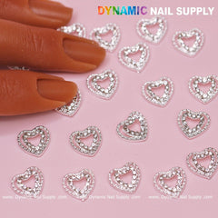 20 pcs 3D Silver Heart Shape Charms for Valentines Nails Art Design