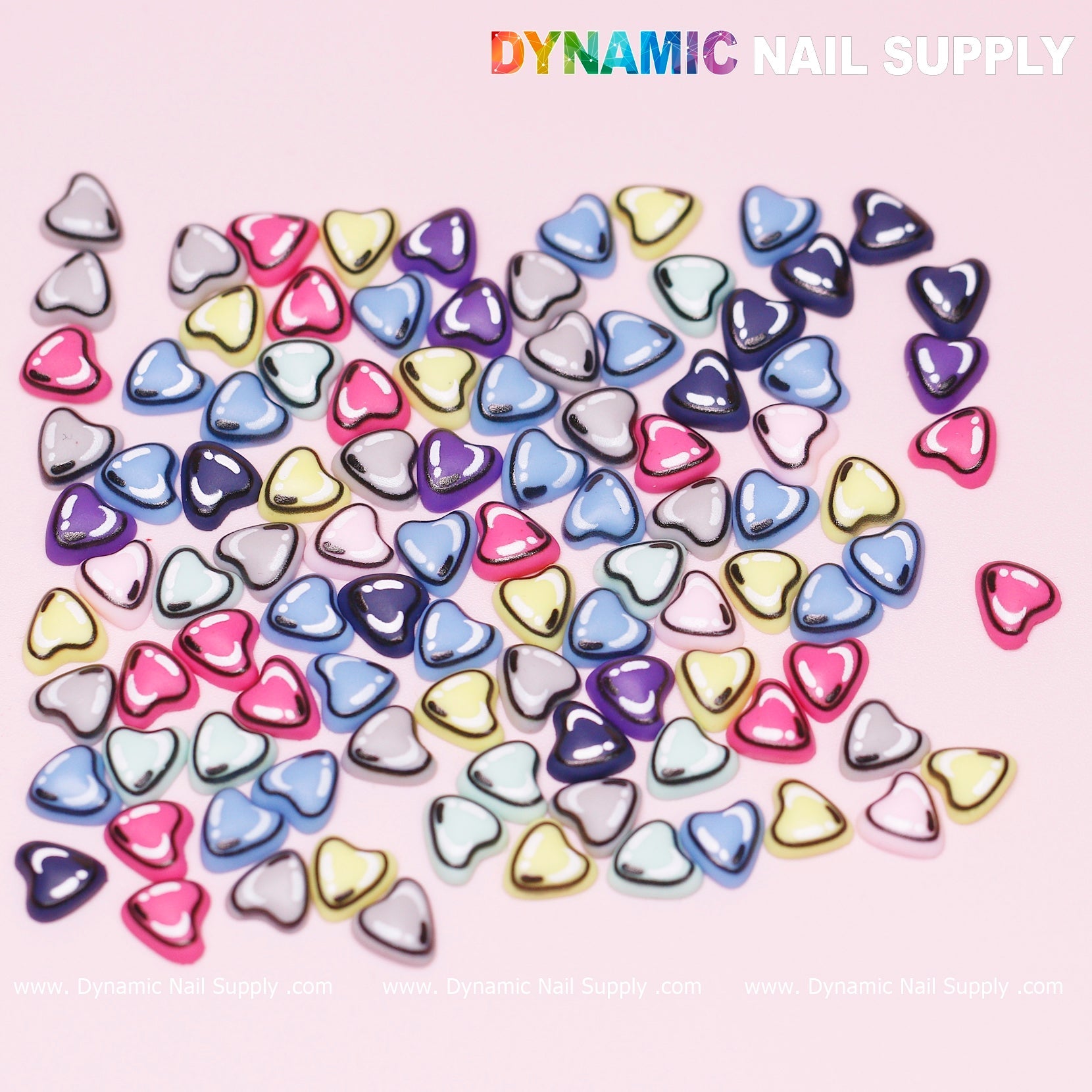 100 pcs Multi Color Resin Heart Shape Charm for Valentine Nails Design
