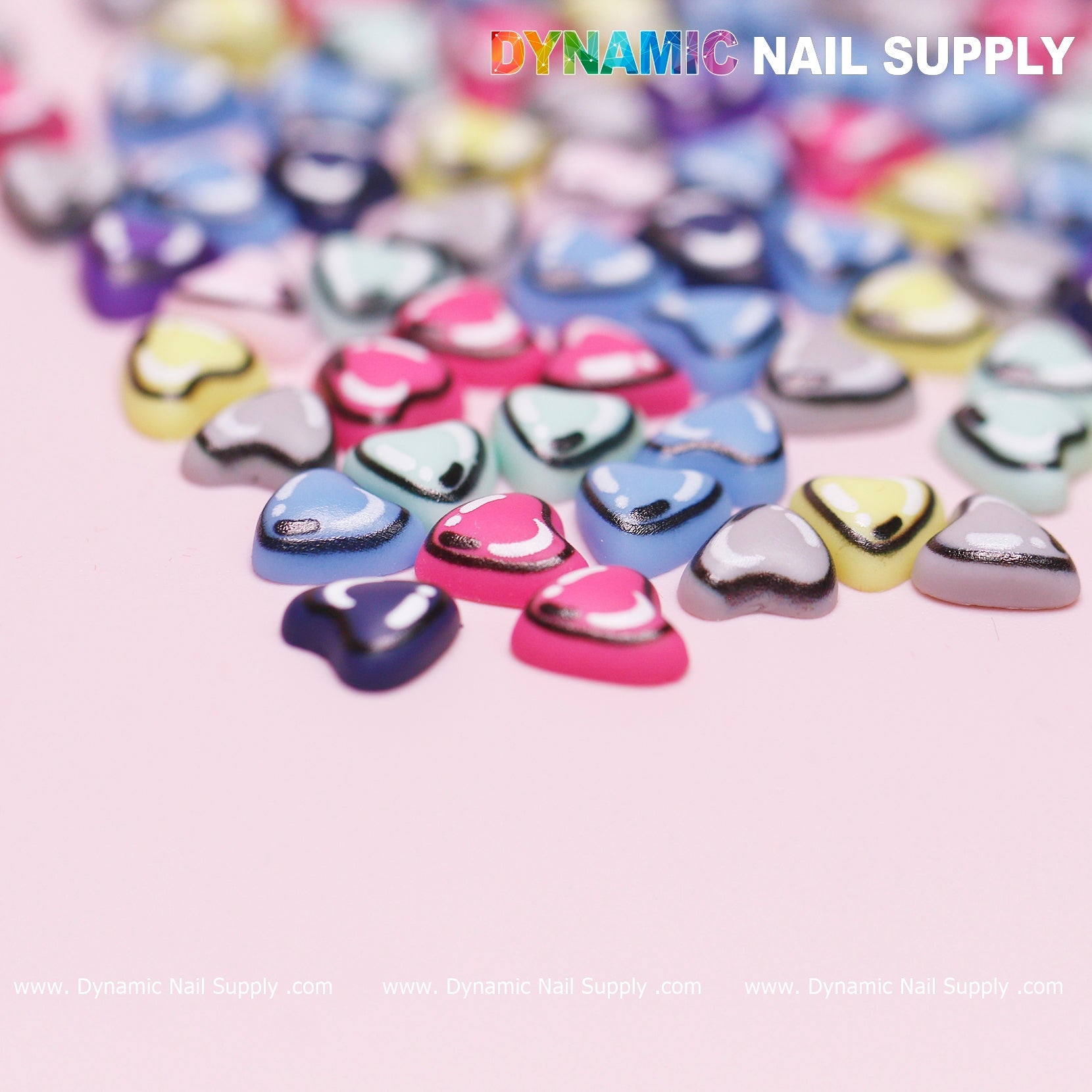 100 pcs Multi Color Resin Heart Shape Charm for Valentine Nails Design