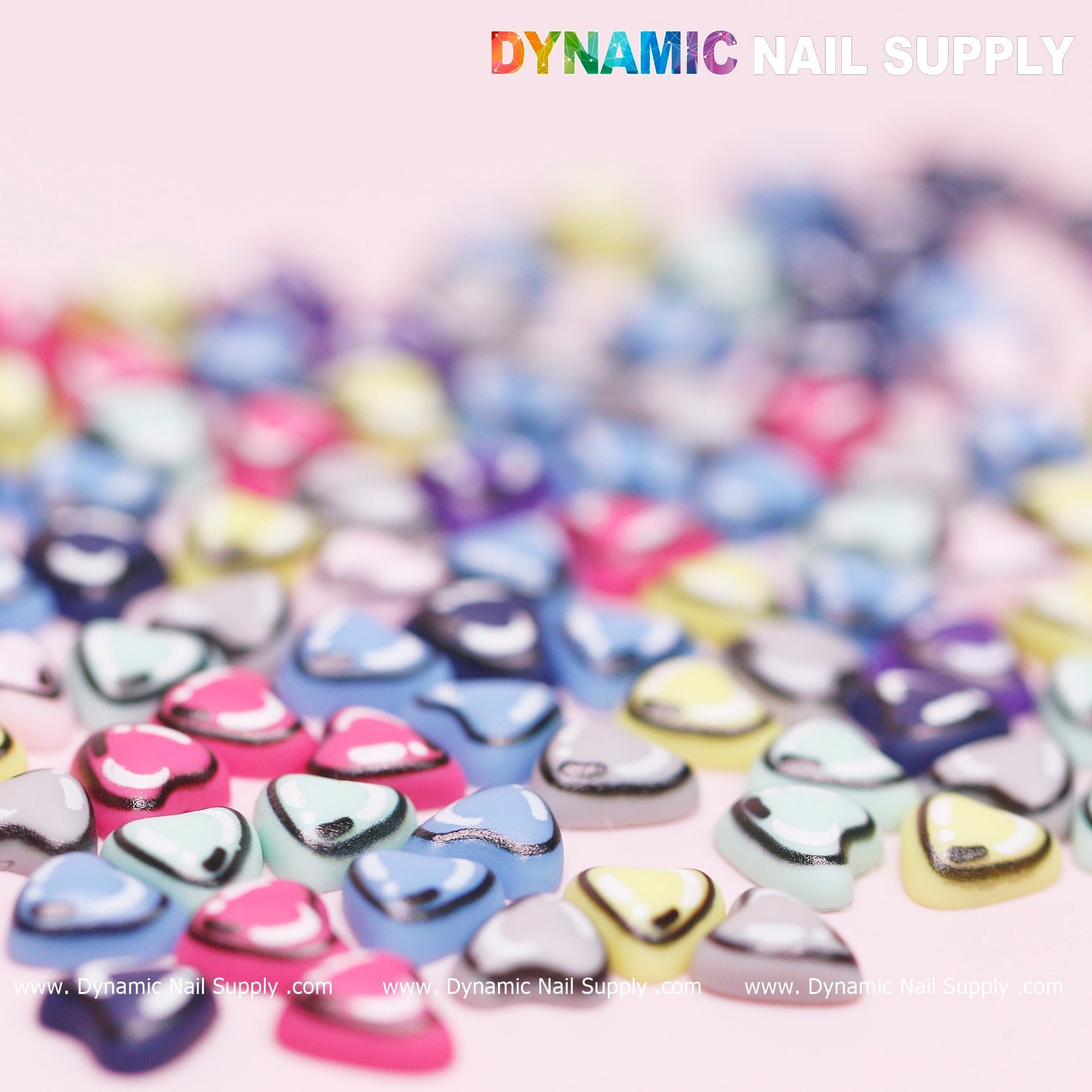 100 pcs Multi Color Resin Heart Shape Charm for Valentine Nails Design