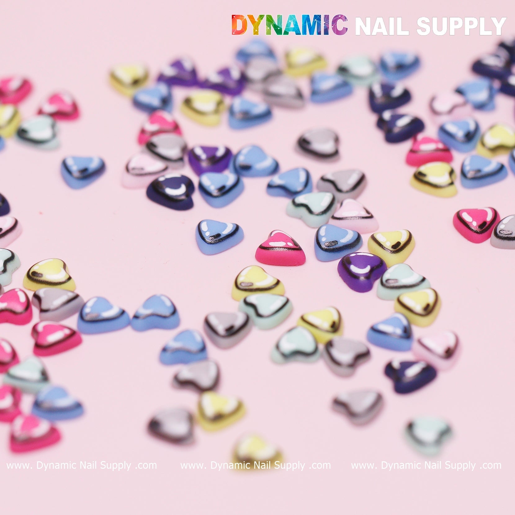 100 pcs Multi Color Resin Heart Shape Charm for Valentine Nails Design