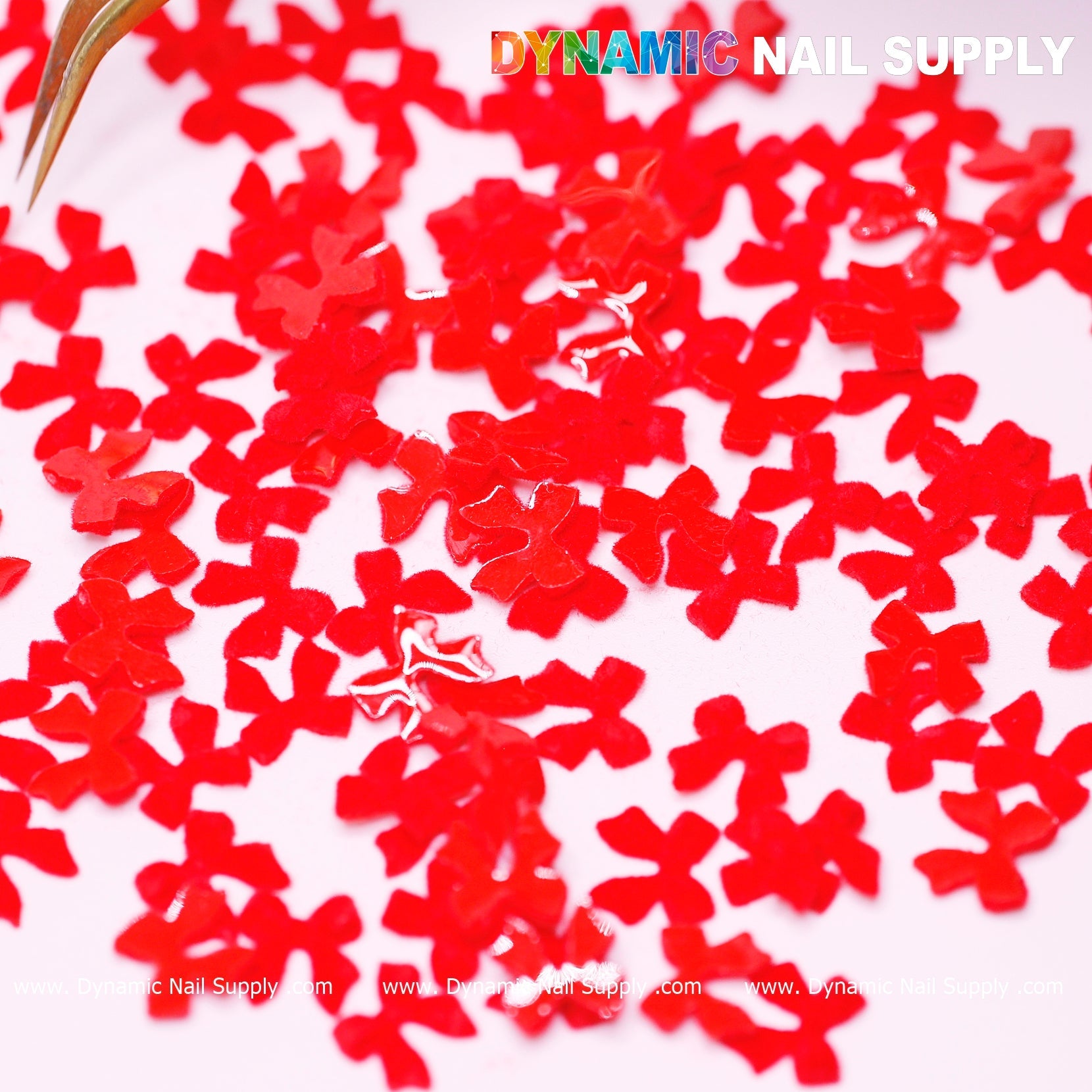 90 pcs Pure Red Resin Bows Charm for Valentine Nails Design