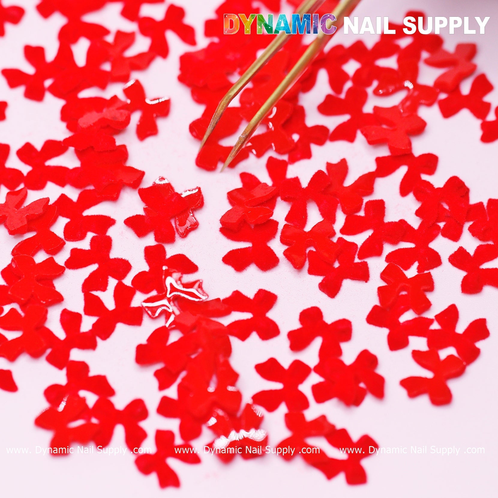 90 pcs Pure Red Resin Bows Charm for Valentine Nails Design