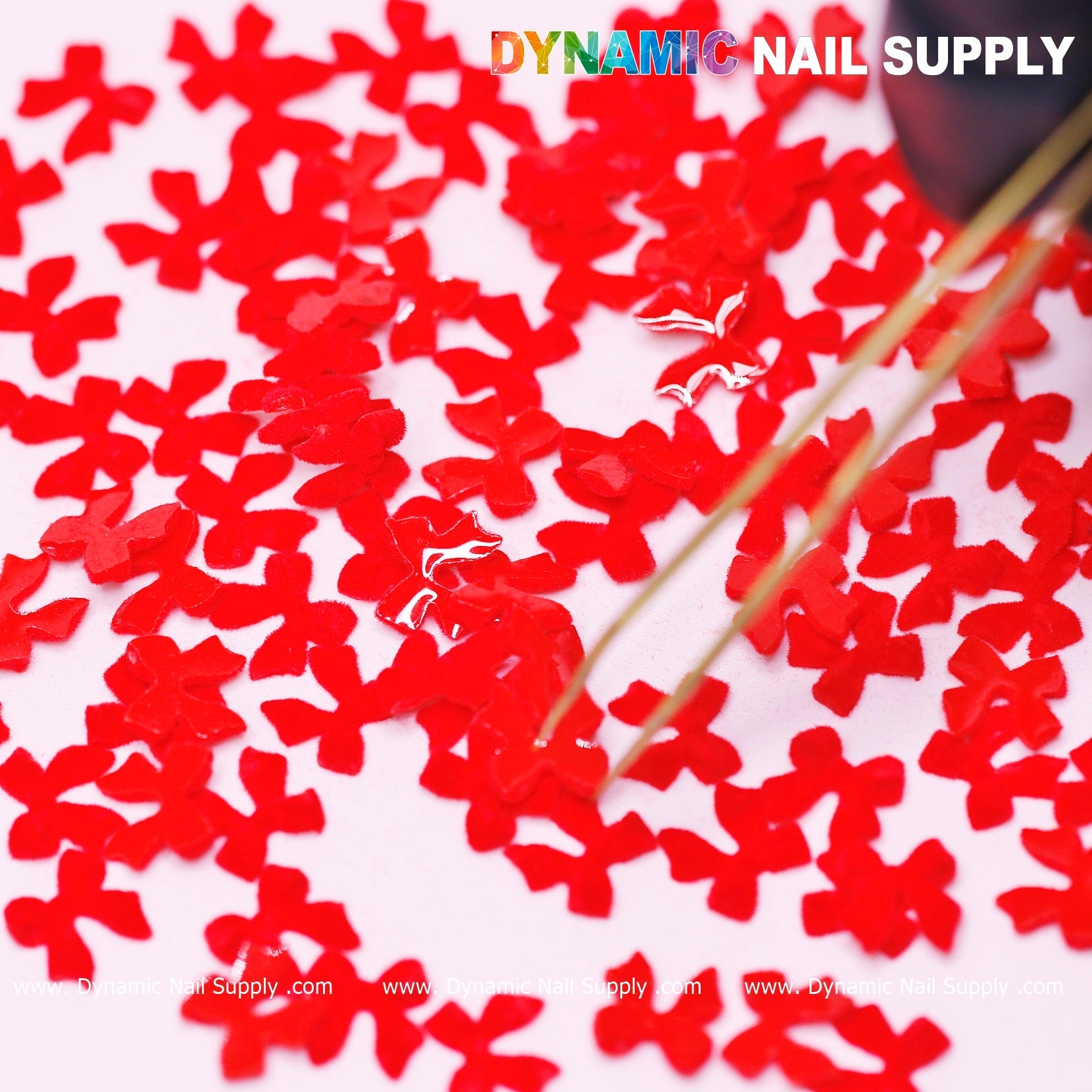 90 pcs Pure Red Resin Bows Charm for Valentine Nails Design