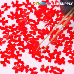 90 pcs Pure Red Resin Bows Charm for Valentine Nails Design