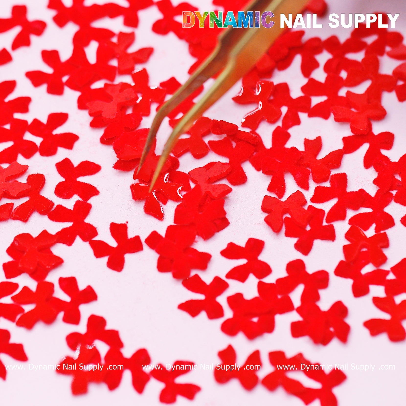 90 pcs Pure Red Resin Bows Charm for Valentine Nails Design
