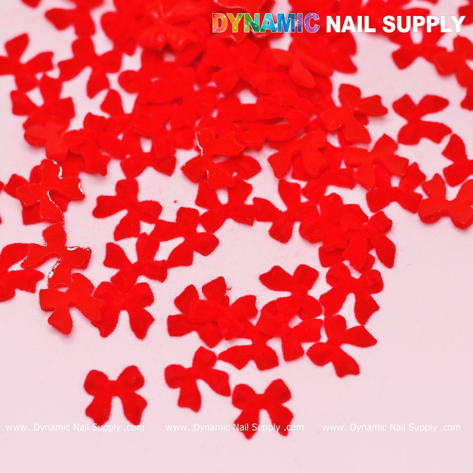 90 pcs Pure Red Resin Bows Charm for Valentine Nails Design