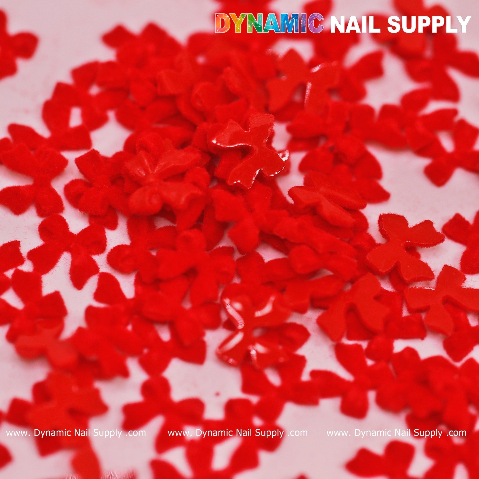 90 pcs Pure Red Resin Bows Charm for Valentine Nails Design