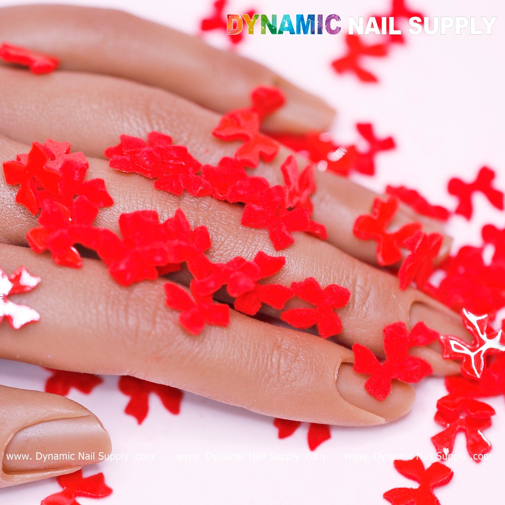 90 pcs Pure Red Resin Bows Charm for Valentine Nails Design