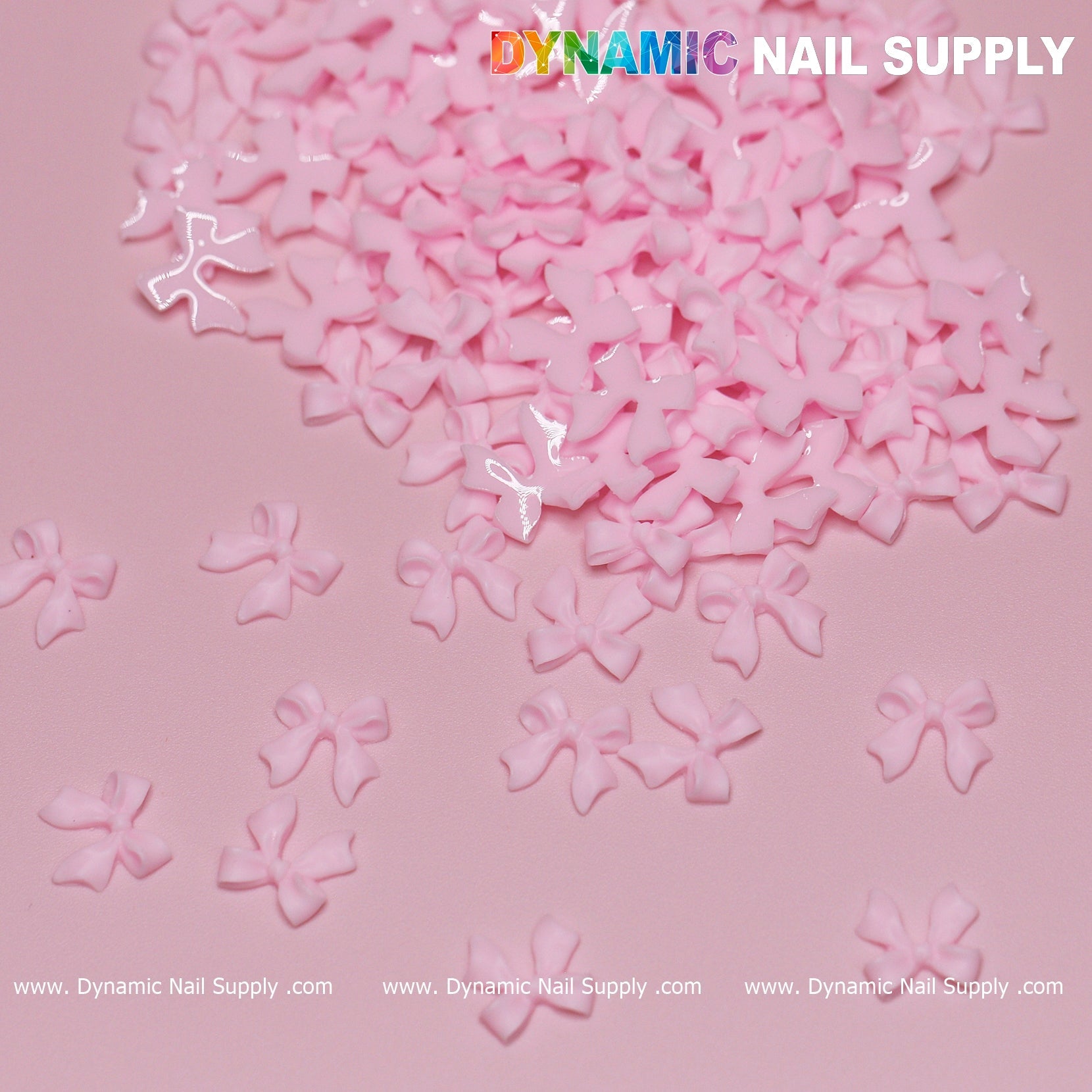 90 pcs Pure Pink Resin Bows Charm for Valentine Nails Design