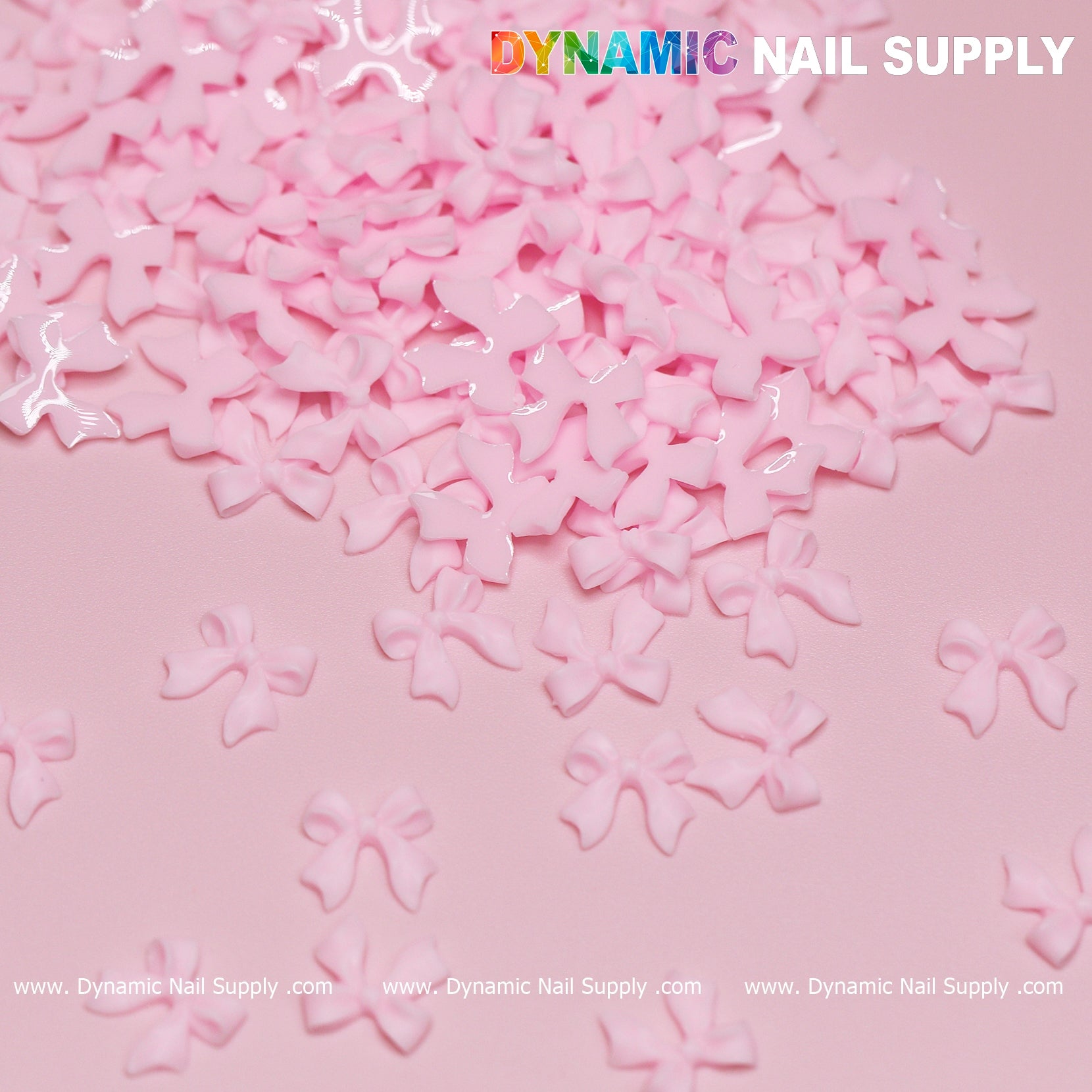 90 pcs Pure Pink Resin Bows Charm for Valentine Nails Design