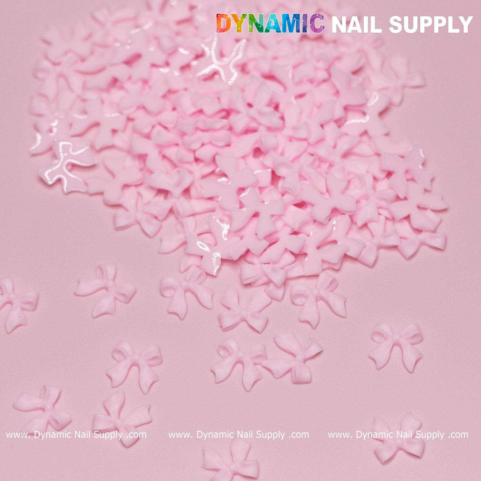 90 pcs Pure Pink Resin Bows Charm for Valentine Nails Design