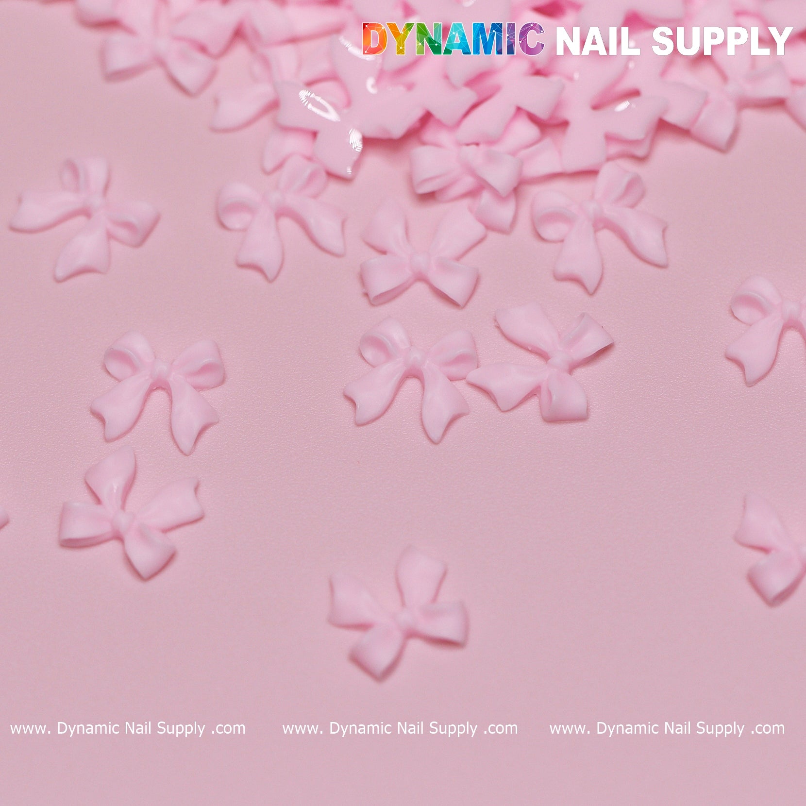 90 pcs Pure Pink Resin Bows Charm for Valentine Nails Design