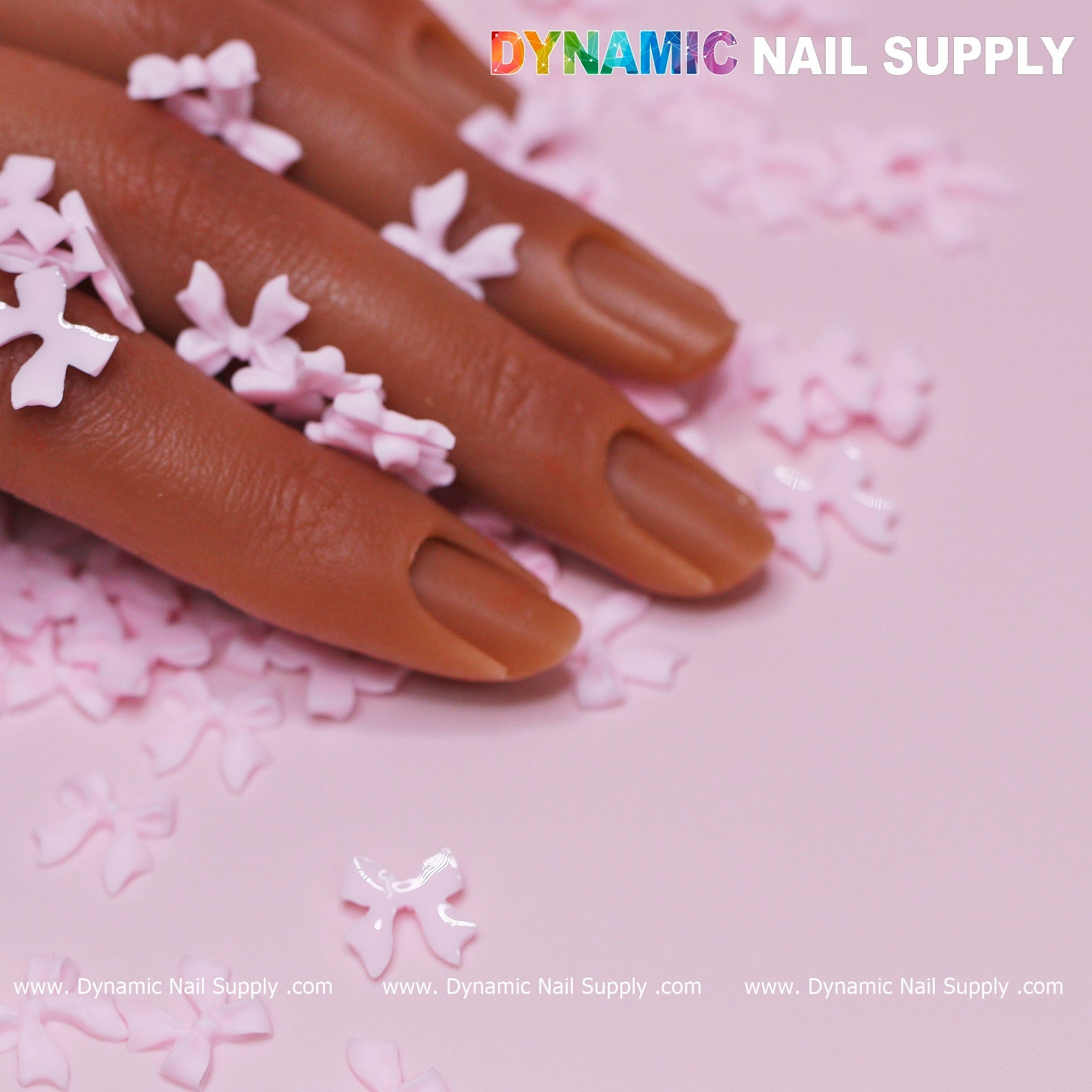 90 pcs Pure Pink Resin Bows Charm for Valentine Nails Design
