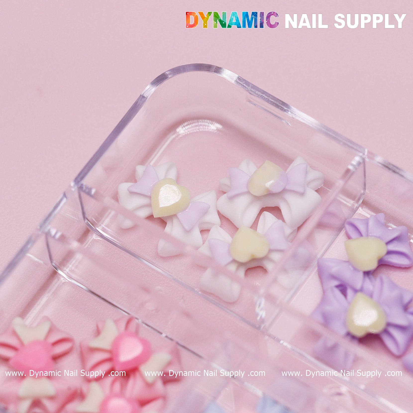 18 pcs Luxury 3D Bow Charms with multi colors engraved Colorful Heart Rhinestones for Spring Collection Nail Art Designs