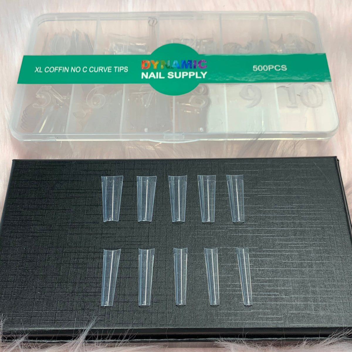 1XL Coffin No C-Curve Tips - XL Long - Box of 500 pcs - Clear