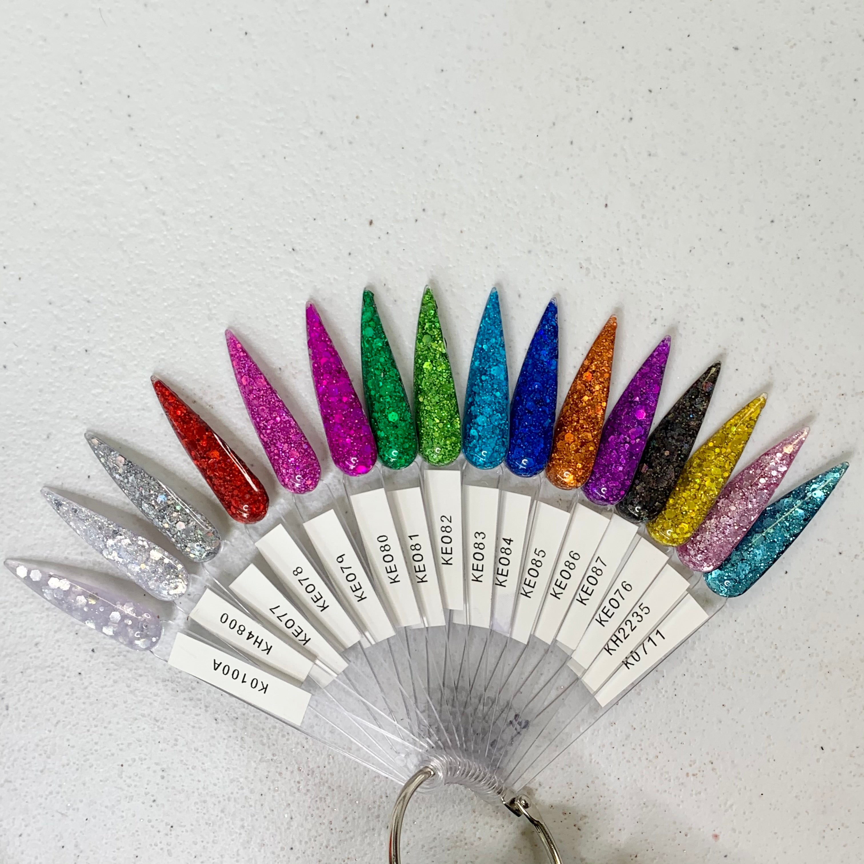 16 pcs Colorful Holographic Glitter Acrylic Powder Collection