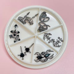 12 pcs Unique Vintage Gothic Halloween Charms includes Cross Snake Spider