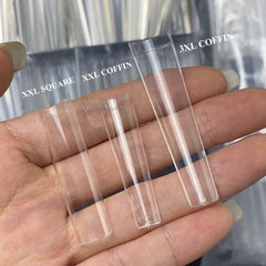 3XL Long Coffin Nail Tips (box) - (Non C-Curve) - Straight Shape - Easy to apply