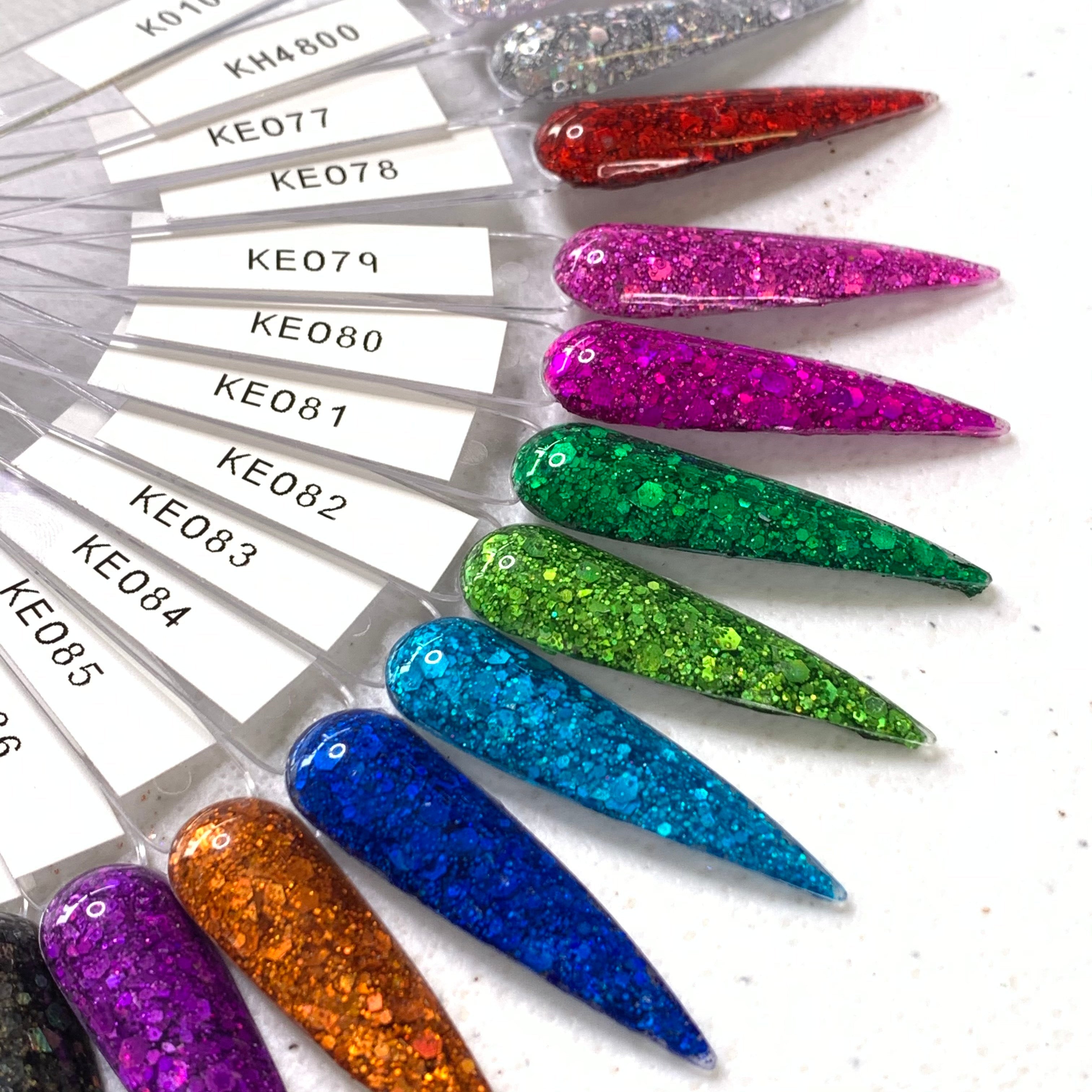 16 pcs Colorful Holographic Glitter Acrylic Powder Collection