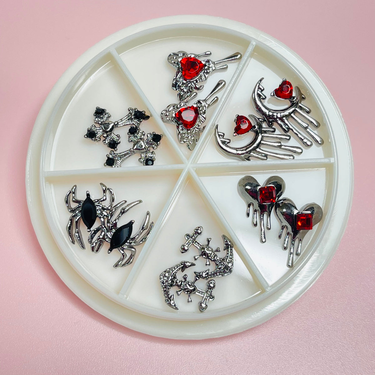 12 pcs Vintage Gothic Halloween Charms (Red & Black) for Nails Art Design