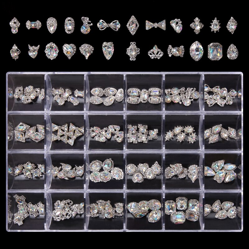 120 pcs Silver Luxury Charms set for Nails art design and decoration