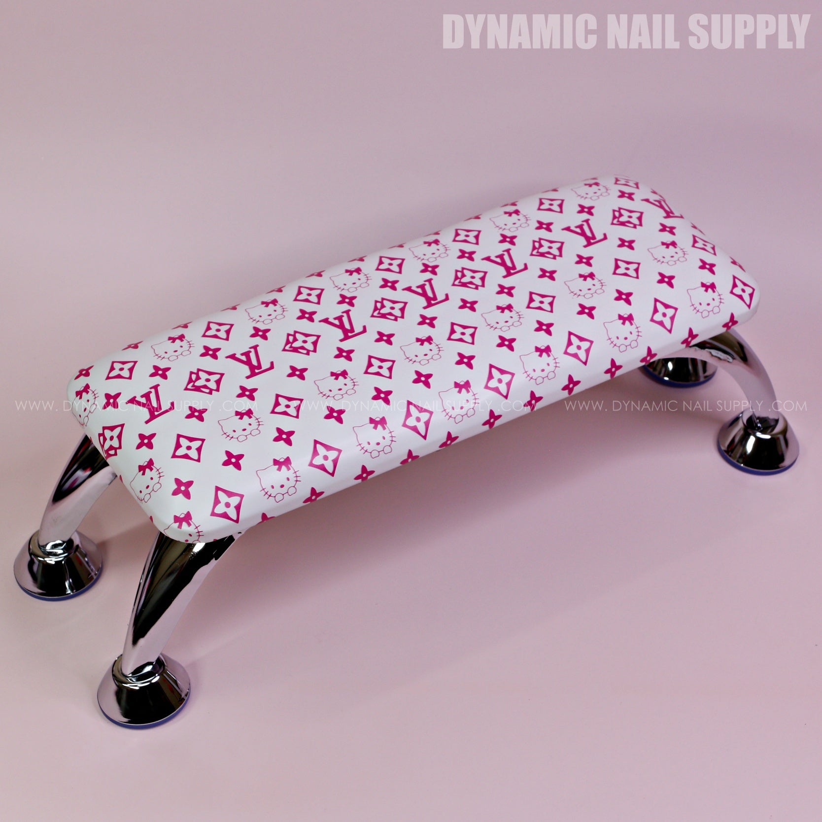 (A052- Pink LV/Kitty Pattern) Luxury Logo Brand Name Armrest for Nail technicians (Reposabrazos Para Manicura)