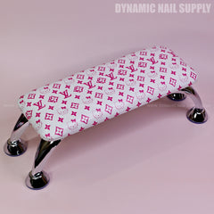 (A052- Pink LV/Kitty Pattern) Luxury Logo Brand Name Armrest for Nail technicians (Reposabrazos Para Manicura)