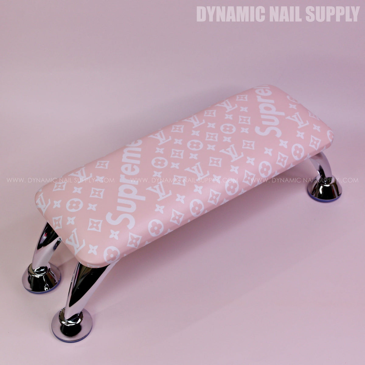 (RA045 - White LV/Spreme Pattern) Leather Armrest with Soft Pad for Pedicure and Manicure (Reposabrazos Para Manicura)