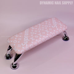 (RA045 - White LV/Spreme Pattern) Leather Armrest with Soft Pad for Pedicure and Manicure (Reposabrazos Para Manicura)