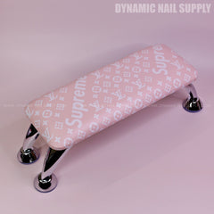 (RA045 - White LV/Spreme Pattern) Leather Armrest with Soft Pad for Pedicure and Manicure (Reposabrazos Para Manicura)