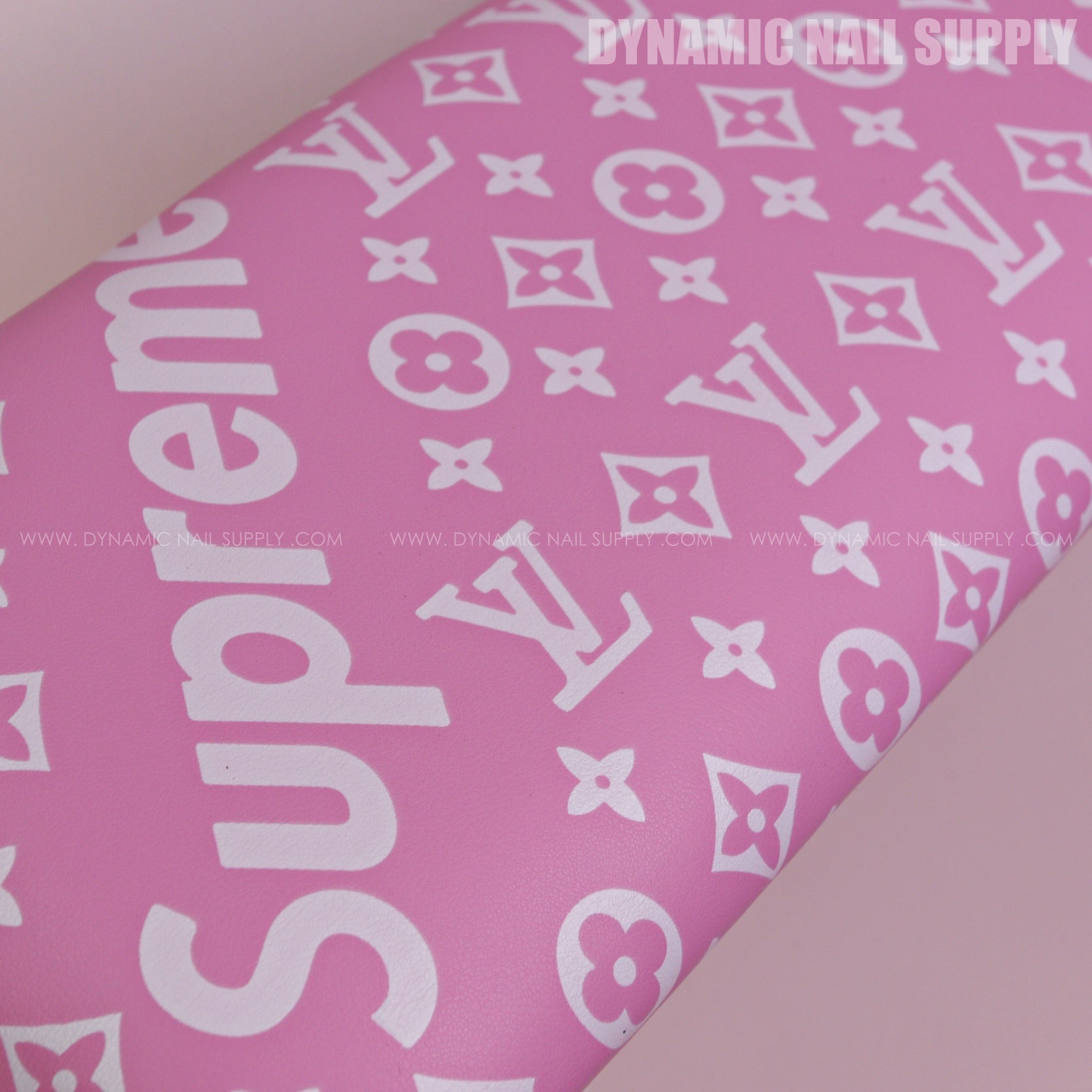 (RA054 - White Spreme/LV Pattern - Pink Base) Handrest for Nail Table Manicure Services  (Reposabrazos Para Manicura)