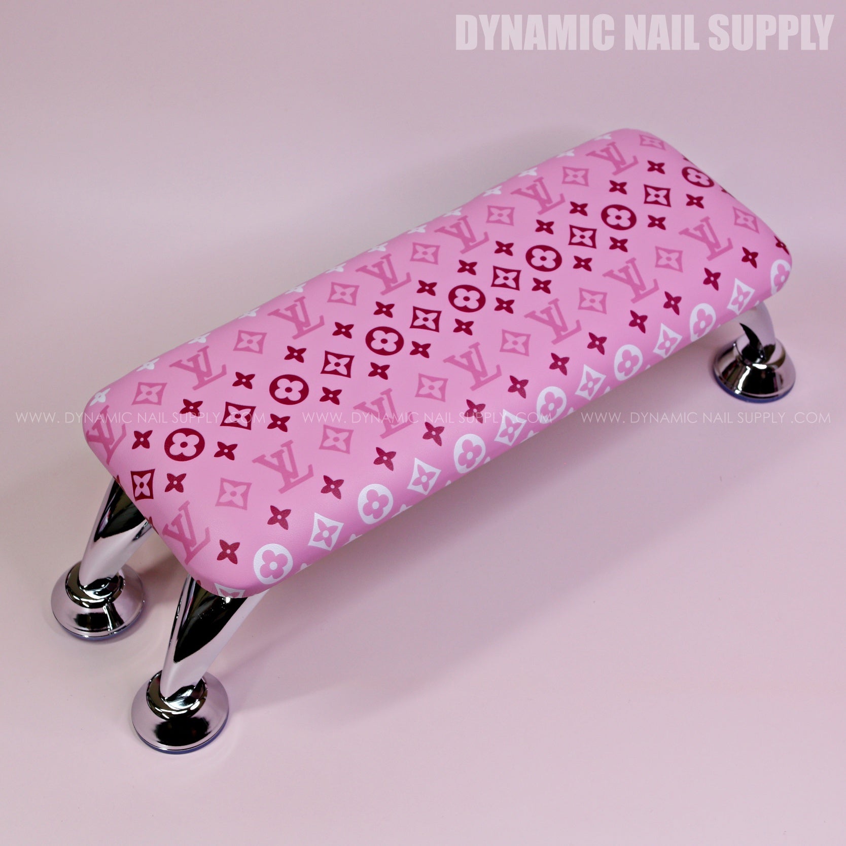 (RA021 - White/Pink LV Pattern - Pink Base) Armrest for Nails Studio Manicure Services  (Reposabrazos Para Manicura)