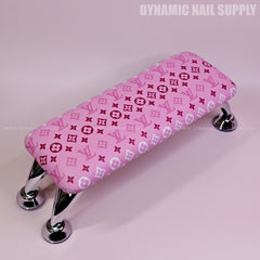 (RA021 - White/Pink LV Pattern - Pink Base) Armrest for Nails Studio Manicure Services  (Reposabrazos Para Manicura)