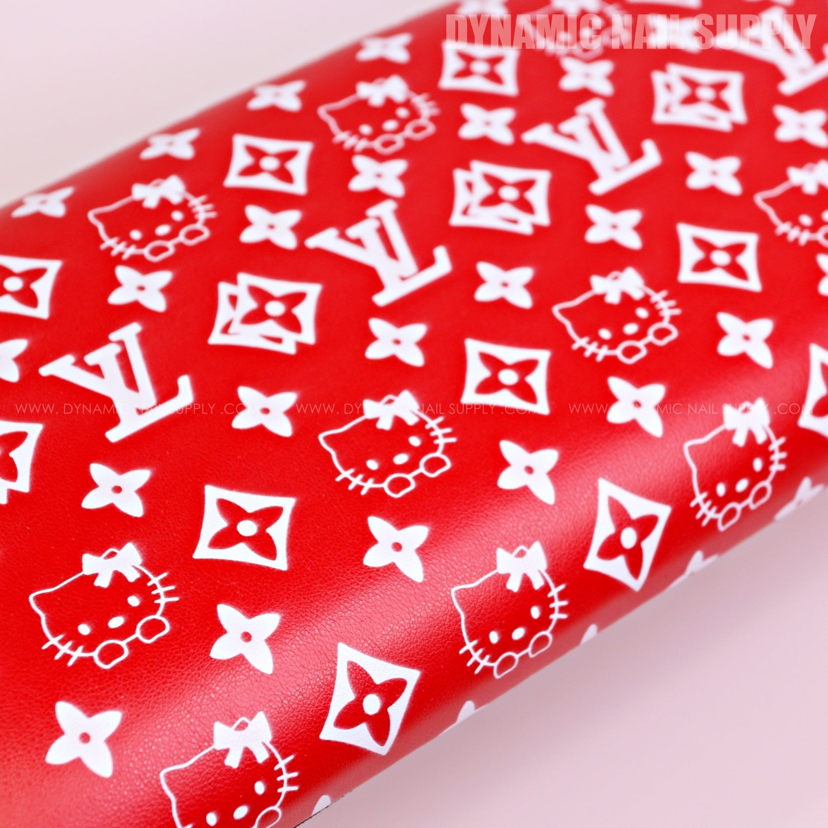 (RA031 - White LV/Kitty Pattern - Red Base) Handrest for Nail Table Manicure and Pedicure Services  (Reposabrazos Para Manicura)