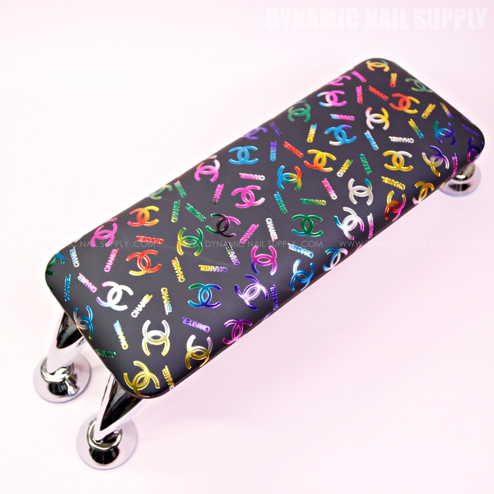(RM008 - Multi-colors CC Pattern) Designer Brand Name Armrest for Hand and Foot Nail Care (Reposabrazos Para Manicura)